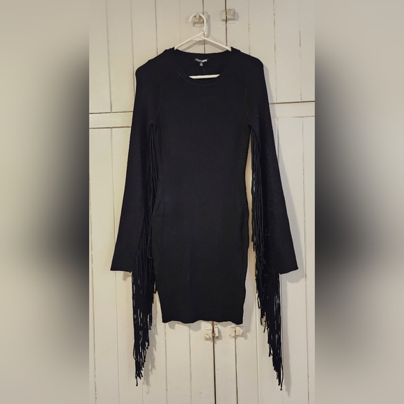 Sexy Black Rock & Roll Bodycon Dress with Fringe - Size XL - Perfection! - Picture 5 of 10